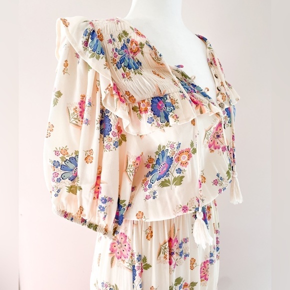 New Spell Floral Boho Maxi dress SZ XS Cream Cottage - Picture 6 of 16